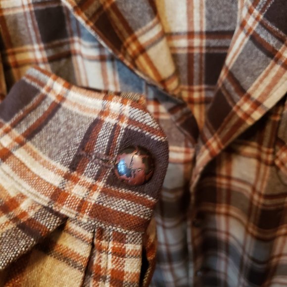 Pendleton Brown Plaid Coat 3 Pockets Wool - Picture 6 of 7